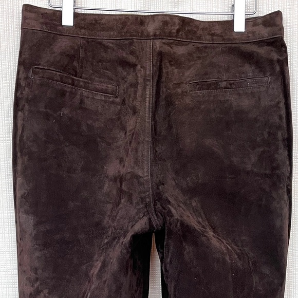Vintage 100%Genuine Suede Pant Luxurious Deep Brown Straight Leg High Waist - Picture 8 of 14